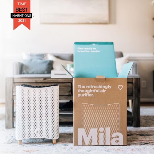  Mila Air Purifier with Basic Breather Filter (H12 HEPA), High-Performance Filter for Smoke, Allergens, Dust, Pollution & Pet Dander, 447 CADR, 1,000 sq ft Coverage, 12”x12”x15”, Wh