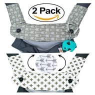 Mila Millie Premium 2 Packs Drool and Teething Reversible Cotton Pad | Fits Ergobaby Four Position 360 and Most Baby Carrier | Gray Arrow Cross Design | Hypoallergenic | Great Baby Shower Gift