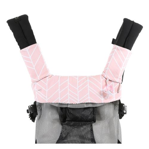  Mila Millie Premium Drool and Teething Reversible Cotton Pad | Fits Ergobaby Four Position 360 + Most Baby Carrier | Pink Herringbone Design | Hypoallergenic | Great Baby Girl Shower Gift by M