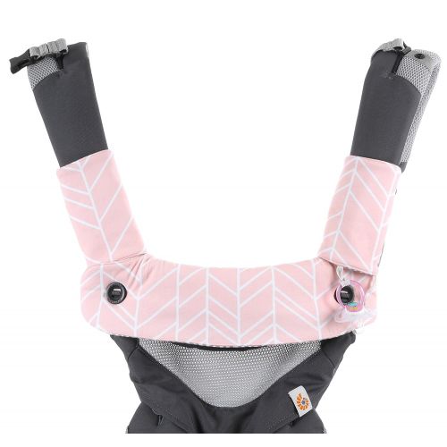  Mila Millie Premium Drool and Teething Reversible Cotton Pad | Fits Ergobaby Four Position 360 + Most Baby Carrier | Pink Herringbone Design | Hypoallergenic | Great Baby Girl Shower Gift by M