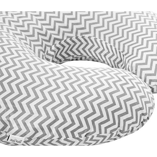  [아마존베스트]Premium Quality Nursing Pillow Cover by Mila Millie - Gray Chevron Unisex Design Slipcover - 100% Cotton Hypoallergenic - Great for Breastfeeding Mothers - Perfect Baby Shower Gift