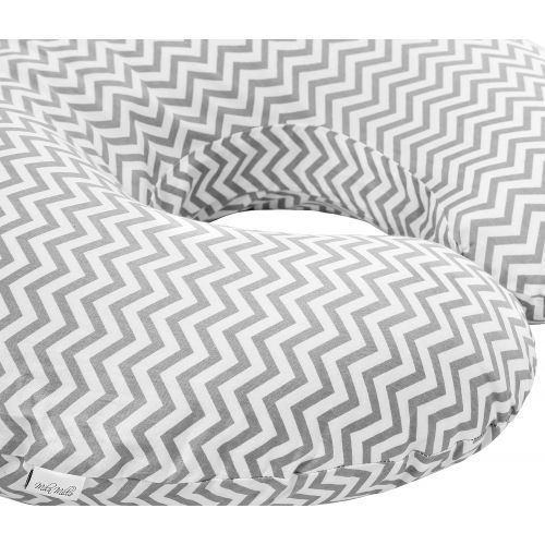  [아마존베스트]Premium Quality Nursing Pillow Cover by Mila Millie - Gray Chevron Unisex Design Slipcover - 100% Cotton Hypoallergenic - Great for Breastfeeding Mothers - Perfect Baby Shower Gift