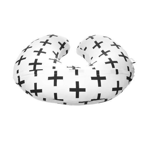  [아마존베스트]Premium Quality Nursing Pillow Cover by Mila Millie - Nordic Swiss Black Cross Unisex Design Slipcover - 100% Cotton Hypoallergenic - Perfect for Breastfeeding Mothers - Baby Showe