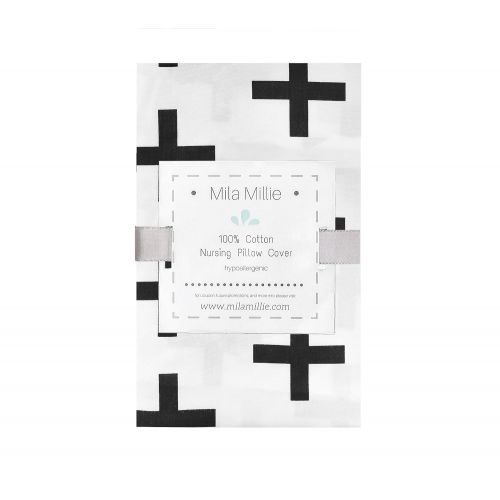  [아마존베스트]Premium Quality Nursing Pillow Cover by Mila Millie - Nordic Swiss Black Cross Unisex Design Slipcover - 100% Cotton Hypoallergenic - Perfect for Breastfeeding Mothers - Baby Showe