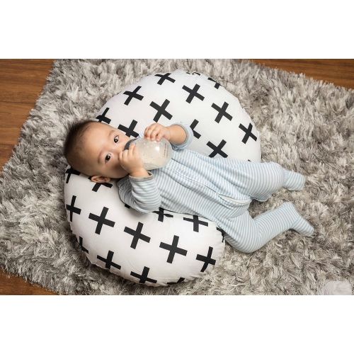  [아마존베스트]Premium Quality Nursing Pillow Cover by Mila Millie - Nordic Swiss Black Cross Unisex Design Slipcover - 100% Cotton Hypoallergenic - Perfect for Breastfeeding Mothers - Baby Showe