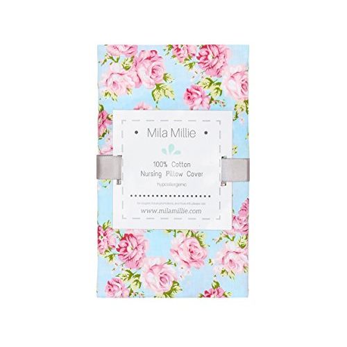  [아마존베스트]Premium Quality Nursing Pillow Cover by Mila Millie - Blue Classic Chic Flowers Slipcover - 100% Cotton Hypoallergenic - Great for Breastfeeding Mothers - Perfect Baby Shower Gift