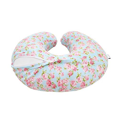  [아마존베스트]Premium Quality Nursing Pillow Cover by Mila Millie - Blue Classic Chic Flowers Slipcover - 100% Cotton Hypoallergenic - Great for Breastfeeding Mothers - Perfect Baby Shower Gift