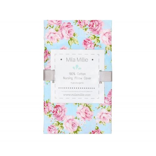  [아마존베스트]Premium Quality Nursing Pillow Cover by Mila Millie - Blue Classic Chic Flowers Slipcover - 100% Cotton Hypoallergenic - Great for Breastfeeding Mothers - Perfect Baby Shower Gift