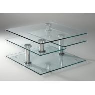 Milan Lillyana-CT Lillyana Clear/Chrome Square Glass Motion Cocktail Table