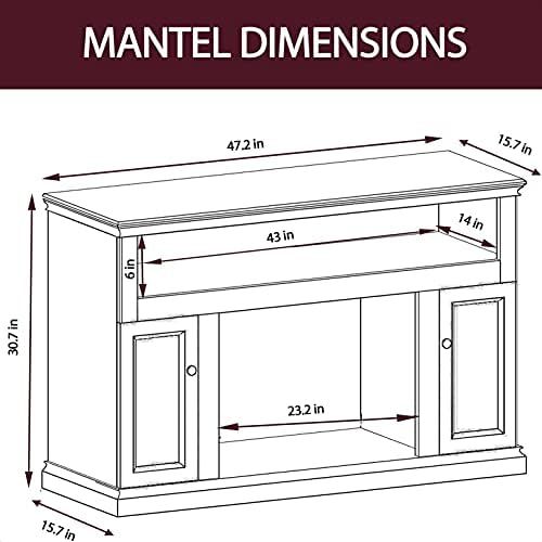  MilanHome Duchene TV Stand for TVs up to 50 with Fireplace Included, Number of Cabinets: 2, Number of Interior Shelves: 1