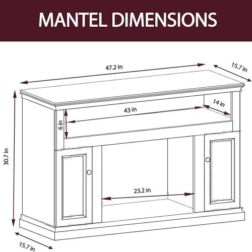  MilanHome Duchene TV Stand for TVs up to 50 with Fireplace Included, Number of Cabinets: 2, Number of Interior Shelves: 1