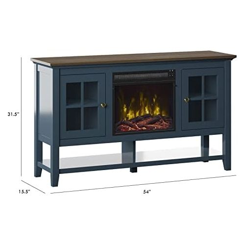  MilanHome TV Stand for TVs up to 60 with Fireplace Included, Overall Product Weight: 121 lb, Material: Manufactured Wood