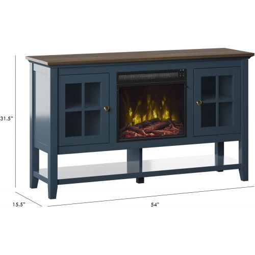  MilanHome TV Stand for TVs up to 60 with Fireplace Included, Overall Product Weight: 121 lb, Material: Manufactured Wood
