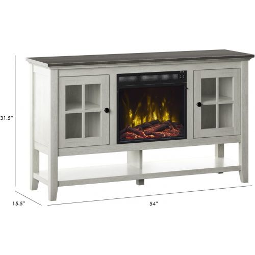  MilanHome TV Stand for TVs up to 60 with Fireplace Included, Fireplace Included, Choose Between Contemporary fire Crystals or a Realistic Log Set and Ember Bed (Both Options Included)