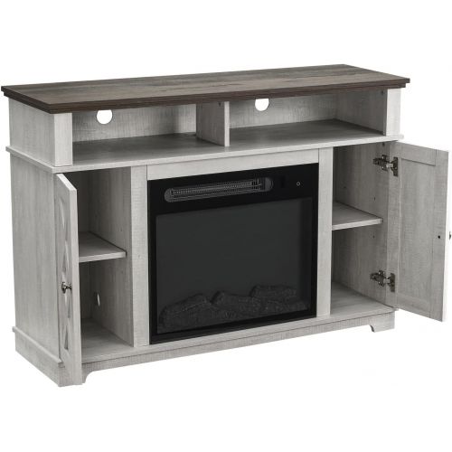  MilanHome Benedetti TV Stand for TVs up to 55 with Electric Fireplace Included, 4 Flickering Flame Effect Settings, Weight Capacity (lbs): 75 lb.