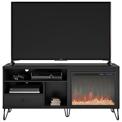  MilanHome Forest Park TV Stand for TVs up to 65 with Electric Fireplace Included, Additional Tools Required: Screw Driver; Hammer, Weight Capacity: 195 lb.