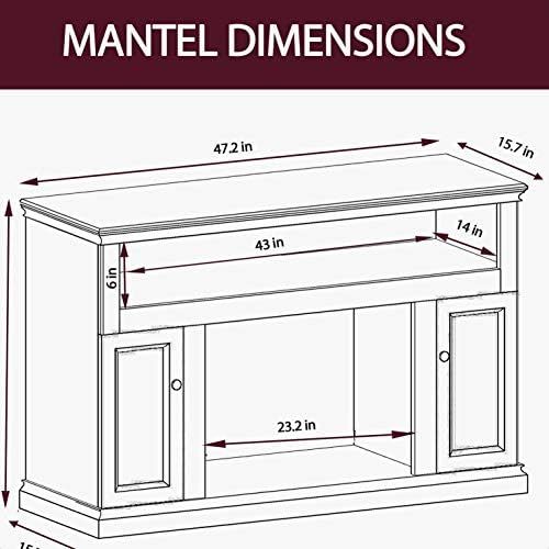  MilanHome Duchene TV Stand for TVs up to 50 with Fireplace Included, Weight Capacity: 60 lb, Cabinet Interior: 9 H x 12 W x 15.7 D
