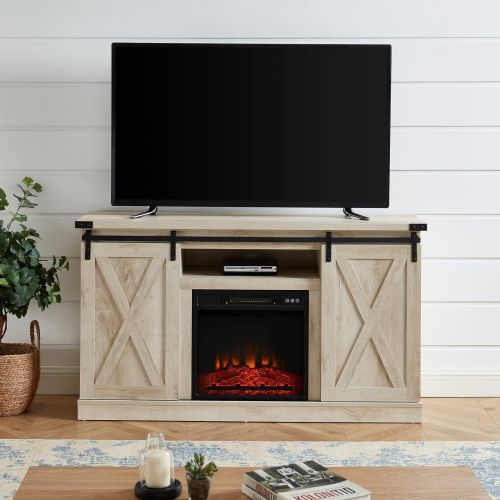  MilanHome TV Stand for TVs up to 65 with Electric and Fireplace Included, Number of Interior Shelves: 1, Fireplace Included