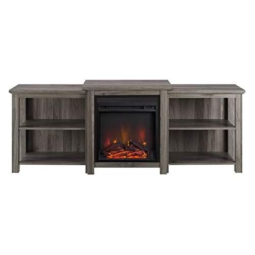  MilanHome Woodbury TV Stand for TVs up to 78 with Fireplace Included, 70 W x 26.25 H x 16 D, Overall: 70 W x 26.25 H x 16 D