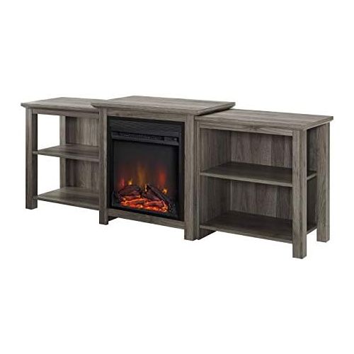  MilanHome Woodbury TV Stand for TVs up to 78 with Fireplace Included, 70 W x 26.25 H x 16 D, Overall: 70 W x 26.25 H x 16 D