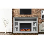 MilanHome Eudora TV Stand for TVs up to 50 with Electric Fireplace Included, Faux Marble Mantle top adds a Touch of Elegance to The Design, Dual Heat Settings and a 9 Hour- Timer
