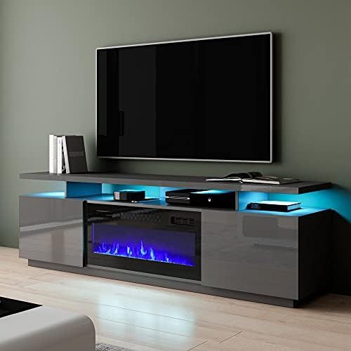  MilanHome Bukard TV Stand for TVs up to 78 Electric Fireplace Included, Fireplace Included, Commercial Warranty: Yes