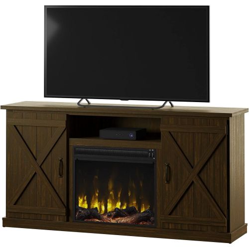  MilanHome Derrynisk TV Stand for TVs up to 70 with Electric Fireplace Included, Weight Capacity: 70 lb., Overall: 63 W x 32 H x 16 D