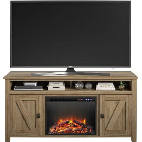 MilanHome Whittier TV Stand for TVs up to 60 with Fireplace Included, Fireplace Included, Cable Management
