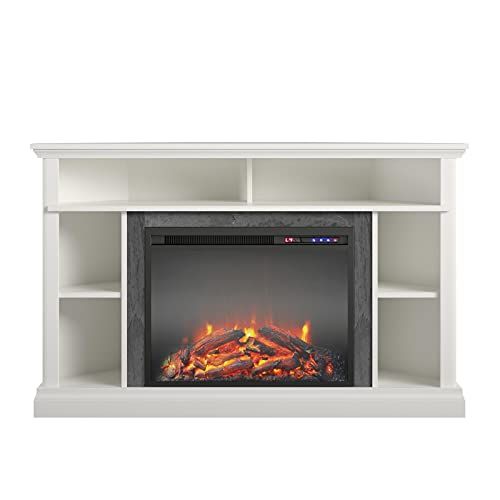  MilanHome Serbelloni TV Stand for TVs up to 50 with Electric Fireplace Included, Shelf: 9.6 H x 7.8 W x 11.8 D, Material: Manufactured Wood