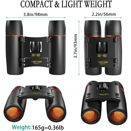  [아마존베스트]Fujunkang 30x60 Mini Small Compact Binoculars for Kids and Adults, Portable Pocket Foldable Binoculars for Waterproof Bird Watching, Mountaineering, Outdoor Hunting, Watching Perfo