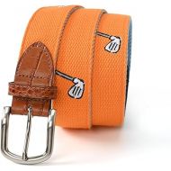 Mile High Life Golf Belts for Men, Canvas Belt with Genuine Leather Tips, Embroidered 2 Layer Web Belt with Pin Buckle