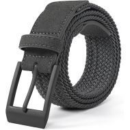 Mile High Life | Braided Stretch Elastic Belts | Pin Oval Solid Black Belt Buckle | PU Loop End Tip Men/Women/Junior