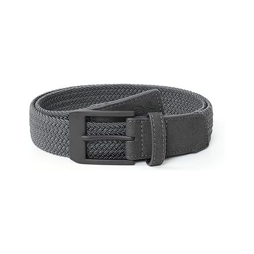  Mile High Life | Braided Stretch Elastic Belts | Pin Oval Solid Black Belt Buckle | PU Loop End Tip Men/Women/Junior