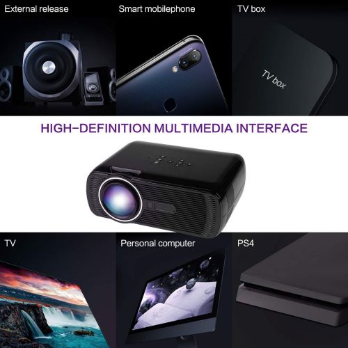  Mileagea Projector, Video Projector with 1800 Lux Portable Mini LED Projector Supports 1080P with HDMI TV VGA AV USB SD Home Cinema Theater Child Games Entertainment