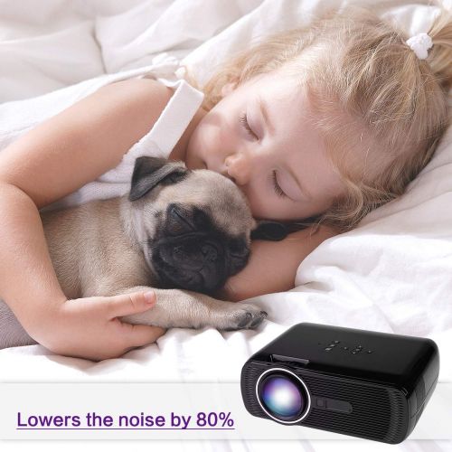  Mileagea Projector, Video Projector with 1800 Lux Portable Mini LED Projector Supports 1080P with HDMI TV VGA AV USB SD Home Cinema Theater Child Games Entertainment