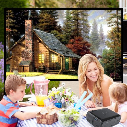  Mileagea Projector, Video Projector with 1800 Lux Portable Mini LED Projector Supports 1080P with HDMI TV VGA AV USB SD Home Cinema Theater Child Games Entertainment