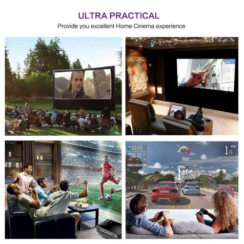  Mileagea Projector, Video Projector with 1800 Lux Portable Mini LED Projector Supports 1080P with HDMI TV VGA AV USB SD Home Cinema Theater Child Games Entertainment