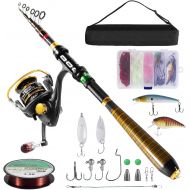 Milerong Fishing Rod and Reel Combo，Carbon Fiber Telescopic Fishing Pole with Stainless Steel Spinning Fishing Reel, Portable Travel Fishing Pole Combo for Youth Adults Beginner Sa
