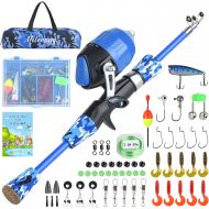 Milerong Kids Fishing Rod, Kids Fishing Pole Portable Telescopic Fishing Rod and Reel Combo Kit for Boys, Girls, Youth - with Spincast Fishing Reel, Fishing Tackles, Fishing Lures,