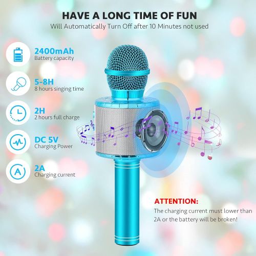  Milerong Voice Changing Karaoke Microphone for Kids Singing,5 in 1 Wireless Bluetooth Microphone with LED Lights Karaoke Machine Portable Mic Speaker Player Recorder for Home Party Birthday