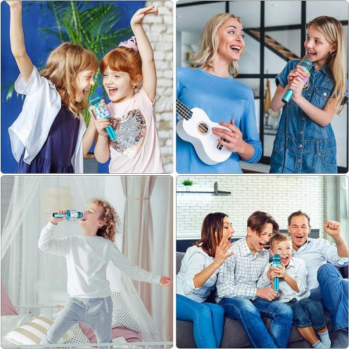  Milerong Voice Changing Karaoke Microphone for Kids Singing,5 in 1 Wireless Bluetooth Microphone with LED Lights Karaoke Machine Portable Mic Speaker Player Recorder for Home Party Birthday