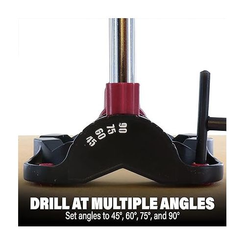  Milescraft 1318 DrillMate Portable Drillling Guide - Precision Drilling Jig Attachment for Drilling Angled or Straight Holes, Adjustable Drill Guide Attachment, Portable Drill Press with 3/8” Chuck