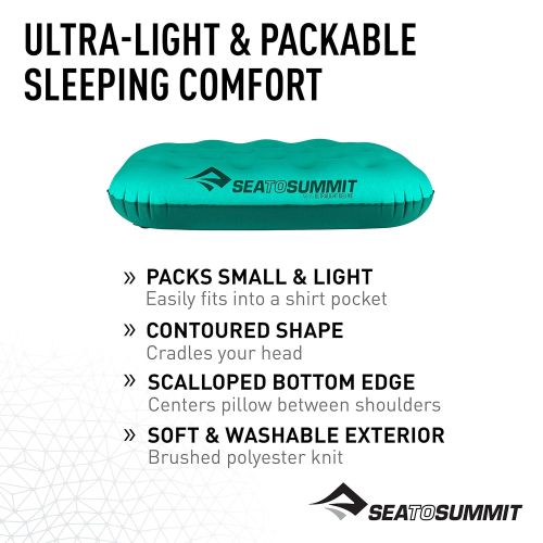  Milestone Sea to Summit Aeros Ultralight Pillow Deluxe, Sea Foam, Deluxe