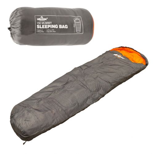  Milestone Camping Mummy Sleeping Bag - Dark Grey (Orange)