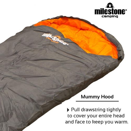  Milestone Camping Mummy Sleeping Bag - Dark Grey (Orange)