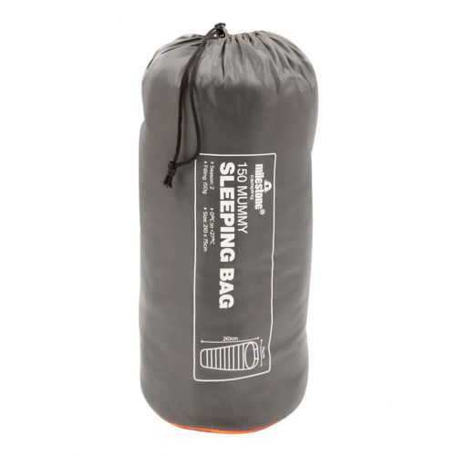  Milestone Camping Mummy Sleeping Bag - Dark Grey (Orange)