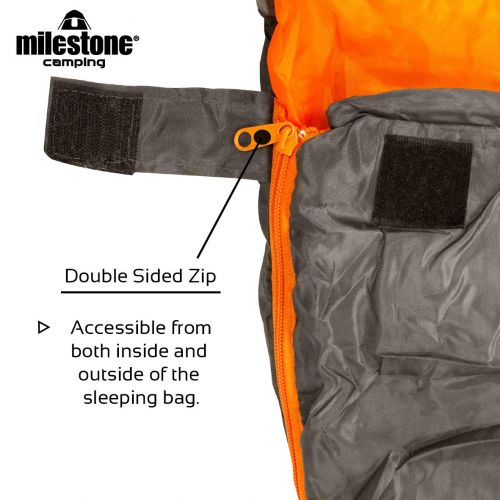  Milestone Camping Mummy Sleeping Bag - Dark Grey (Orange)