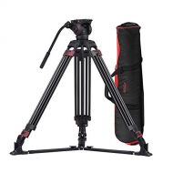 miliboo MTT609A Heavy Duty Aluminum Fluid Head Camera Video Tripod for Camcorder/DSLR Professional Monopod Tripod Stand 66.5 inch Max Height with 15 kilograms Max Load and Ground S