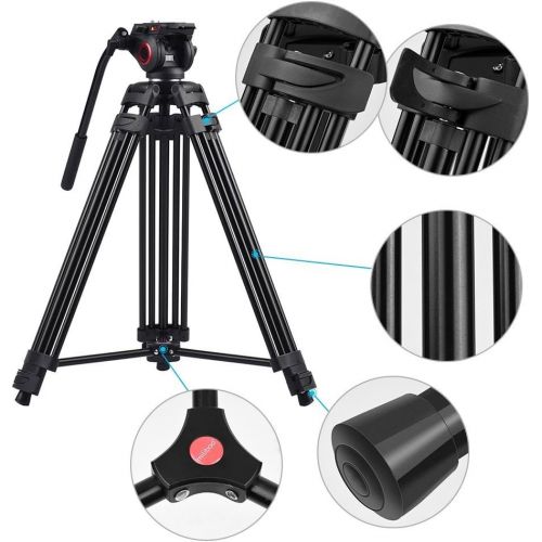  Miliboo miliboo MTT601A Heavy Duty Aluminum Video Tripod with Middle Spreader Design Camera Tripod Stand