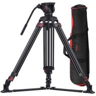 Miliboo miliboo MTT609A Heavy Duty Aluminum Fluid Head Camera Video Tripod for CamcorderDSLR Professional Monopod Tripod Stand 66.5 inch Max Height with 15 kilograms Max Load and Ground S